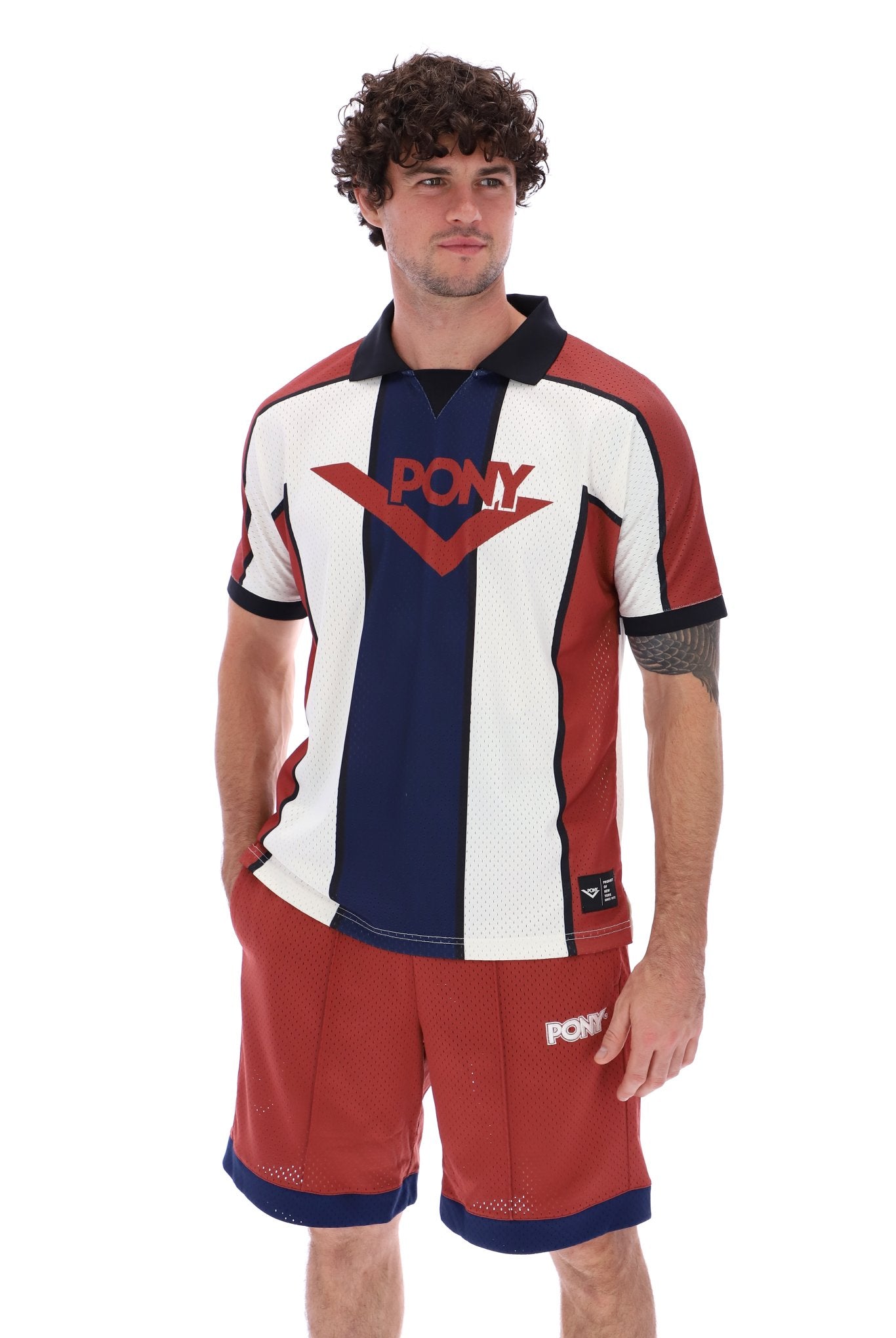 Joshua Stripe Mesh Football Tee