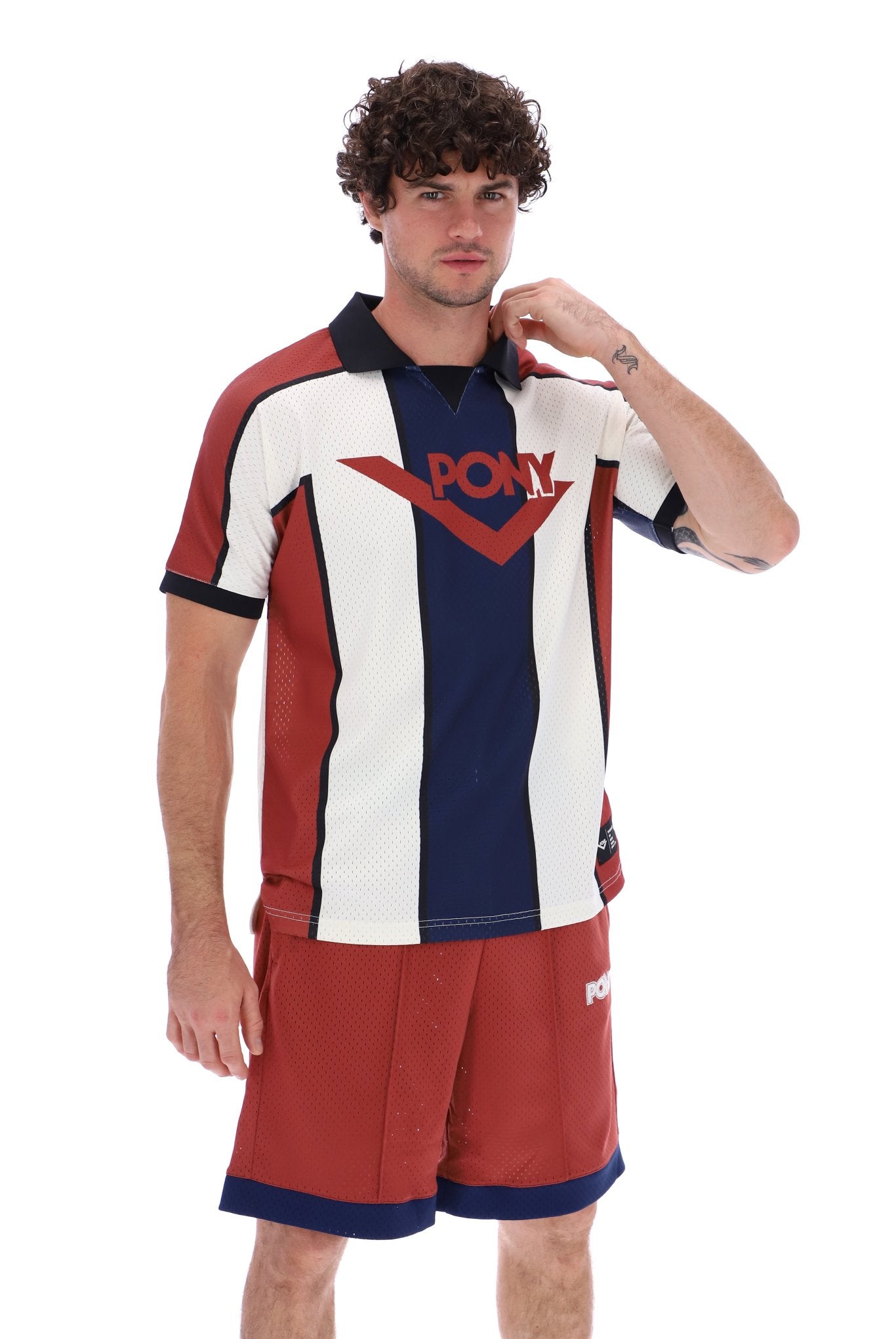 Joshua Stripe Mesh Football Tee